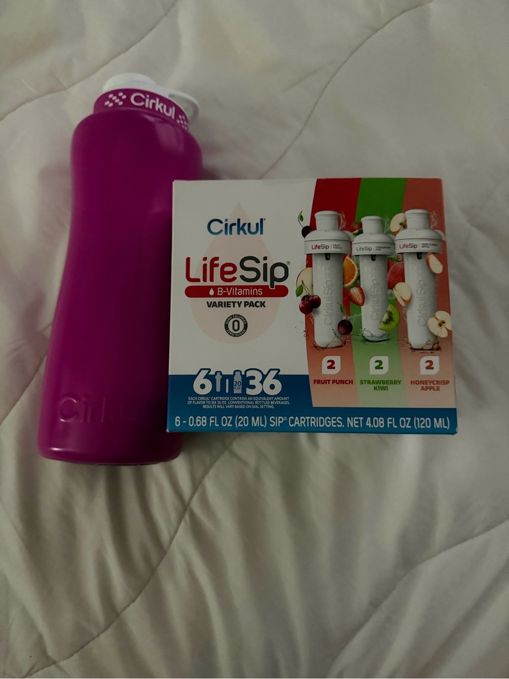 Cirkul Pink Reusable Water Bottle with LifeSip Variety Pack